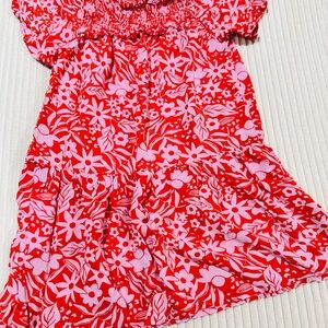 Next Brand Girls Size 6 Red and Pink Floral Dress